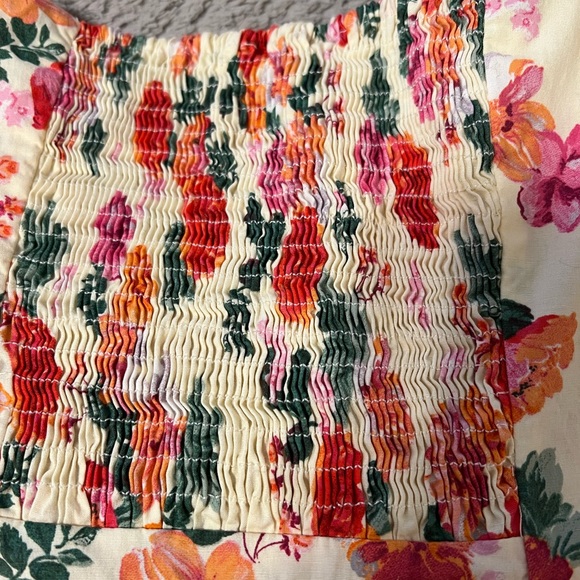 Zara Ivory Floral Dress with Balloon Sleeves - Picture 5 of 11